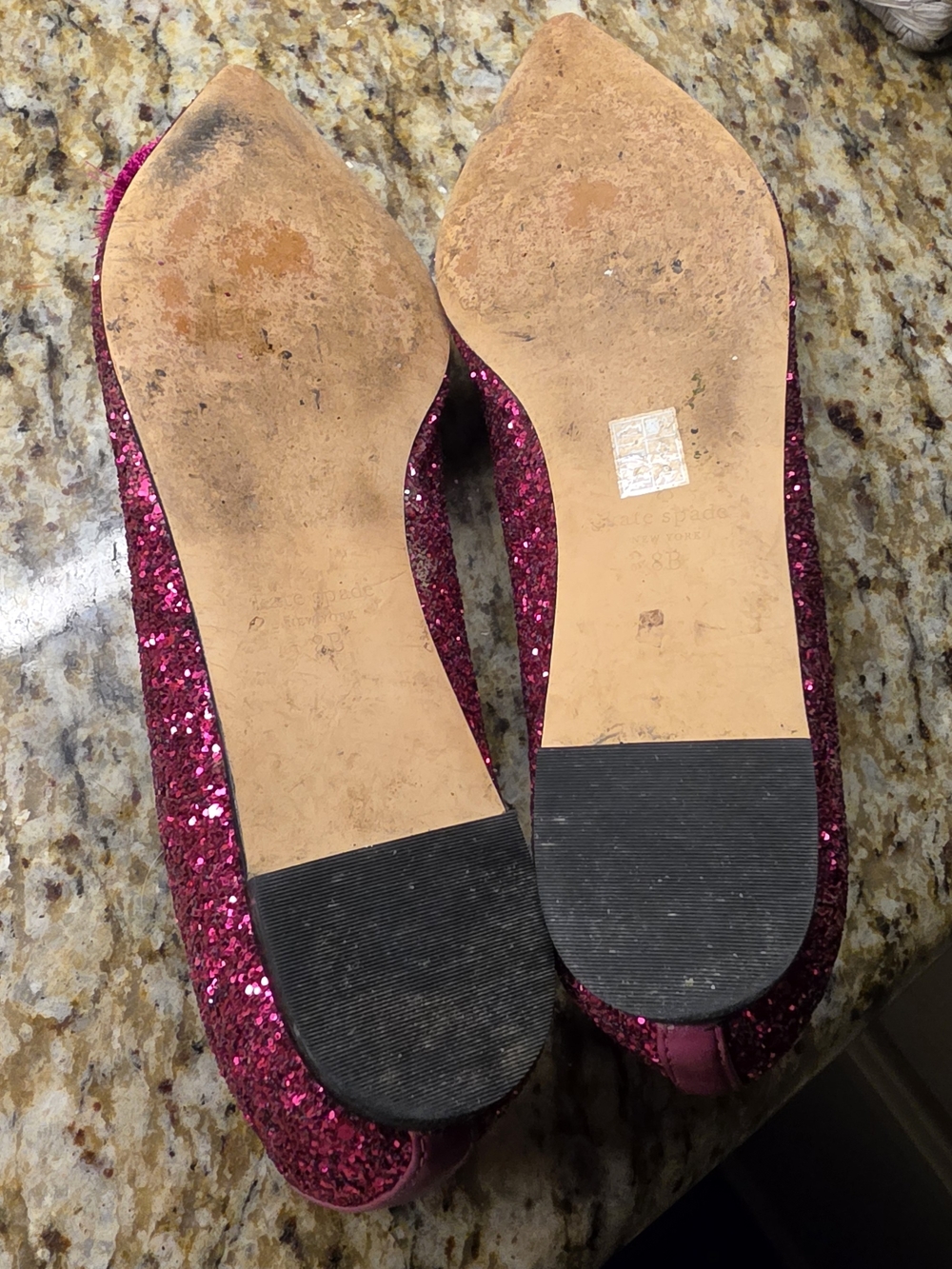 kate spade Annie POM POM Glitter Burgundy Pointed Flats - Picture 5 of 5